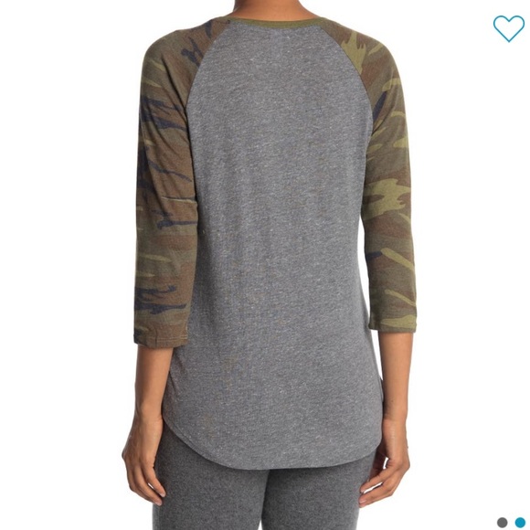 Alternative 3/4 Sleeve Baseball Tee Camo Mixed - Picture 2 of 5
